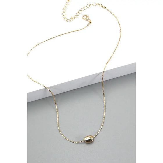 Tulip Diamond Cut Chain Bean Charm Necklace