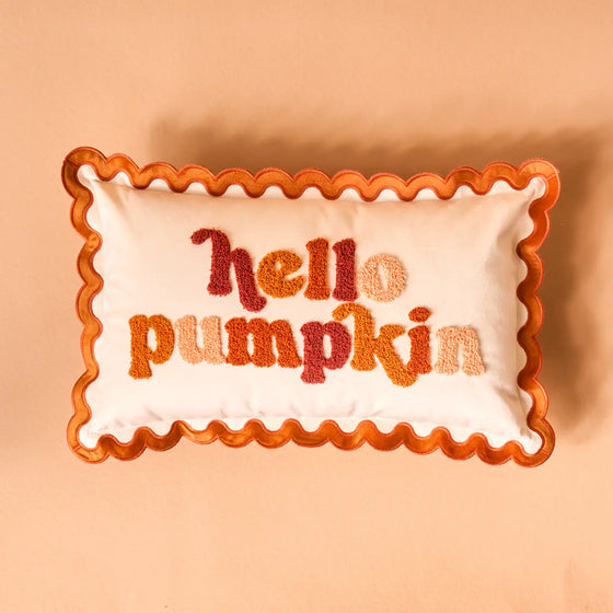 Scalloped Throw Pillow - Hello Pumpkin