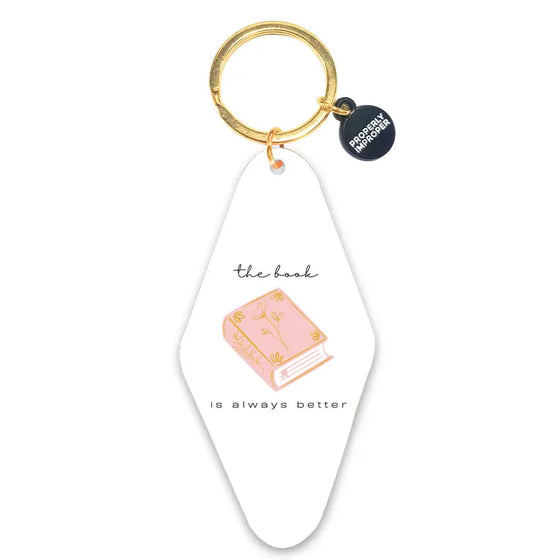 Book is Better Motel Keychain