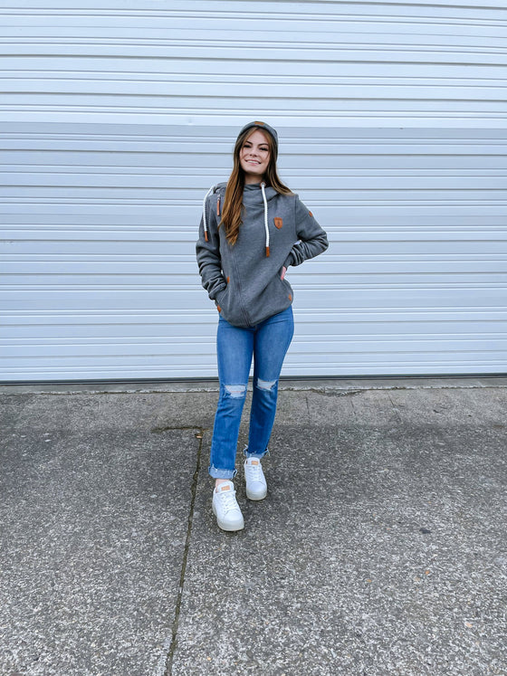 Juniper Side Zip Hoodie in Charcoal