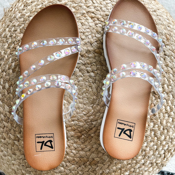 Loretta Stone Sandals in Clear