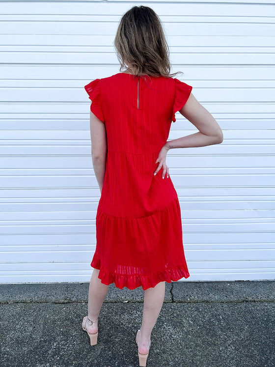 Nathalia Midi Dress in Red