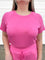 Raya Banded Short Sleeve Top in Fushia