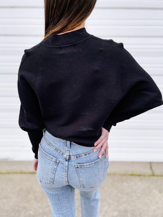 Emerald Dolman Sweater in Black