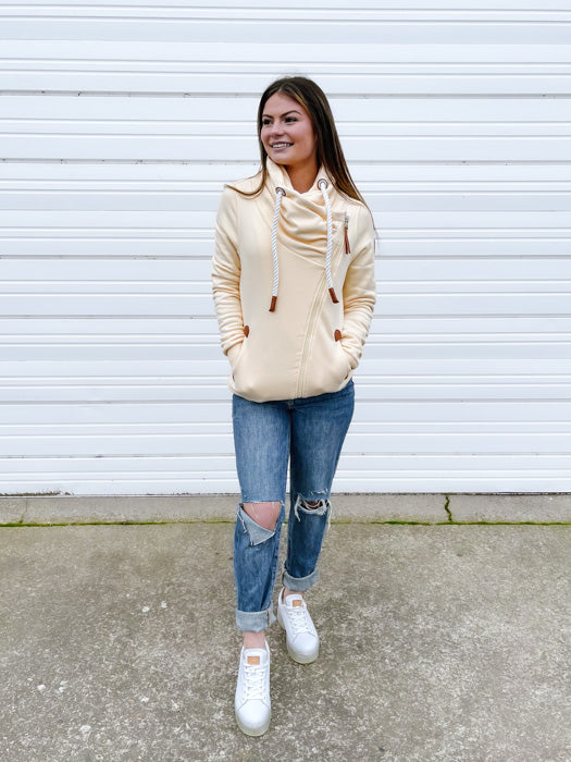 Cassandra Cowl Neck Sweatshirt in Melon