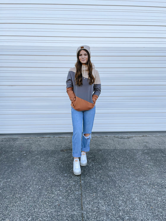 Jade Orange Colorblock Sweatshirt