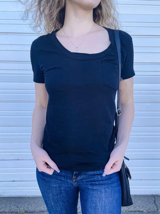 Melody Slub Basic Tee in Black