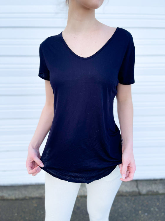 Princess V Neck Tee in Black